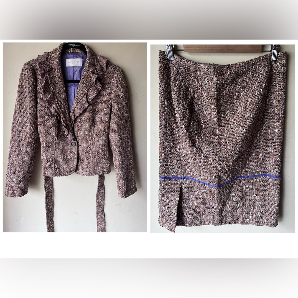 Valentino Wool Tweed‎ Knitted Suit Jacket & Skirt size 44/8